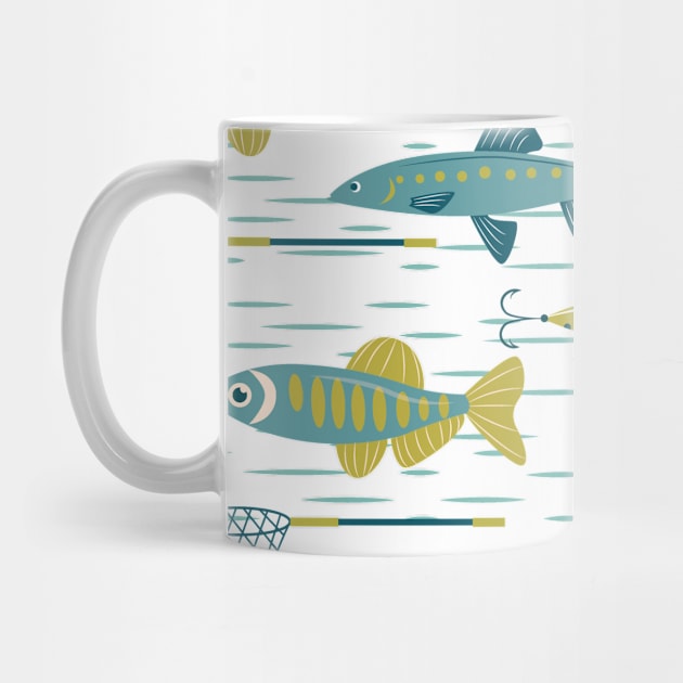 Funny fishing pattern for fishing lover by jodotodesign